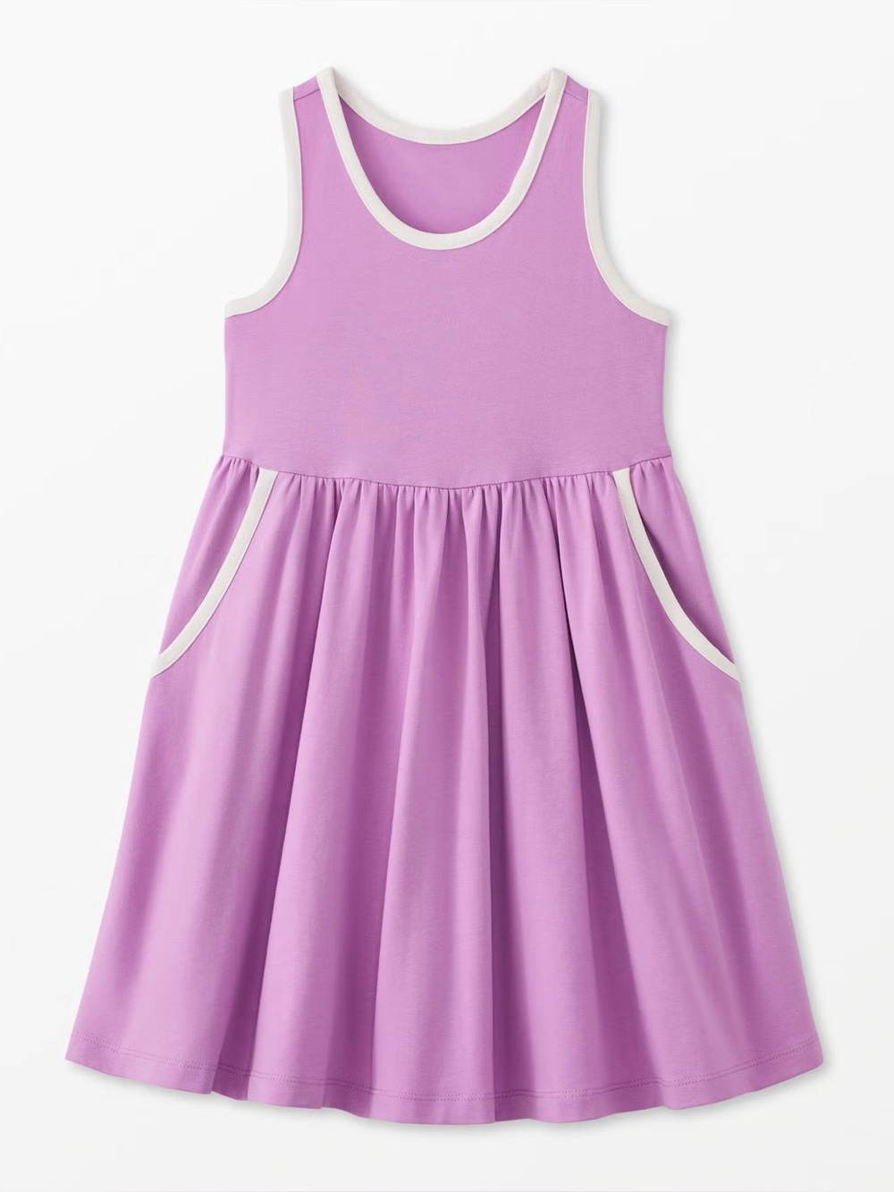 Hanna Andersson Racerback Lavender and White Skater Dress with Pockets, size 5T